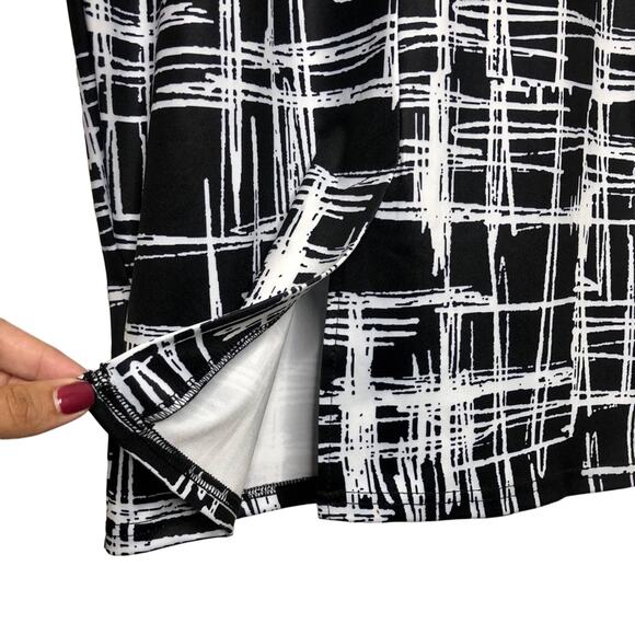 ASOS Black & White Geometric Cap Sleeve Pencil Dress Small - Picture 8 of 11